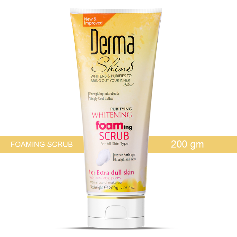 DERMA SHINE Oil Free Whitening Foaming Scrub For Extre Dull Skin 200g