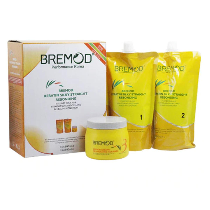 Bremod Keratin Rebonding Kit Silk Straight Rebonding 800mlx2 500mlx1