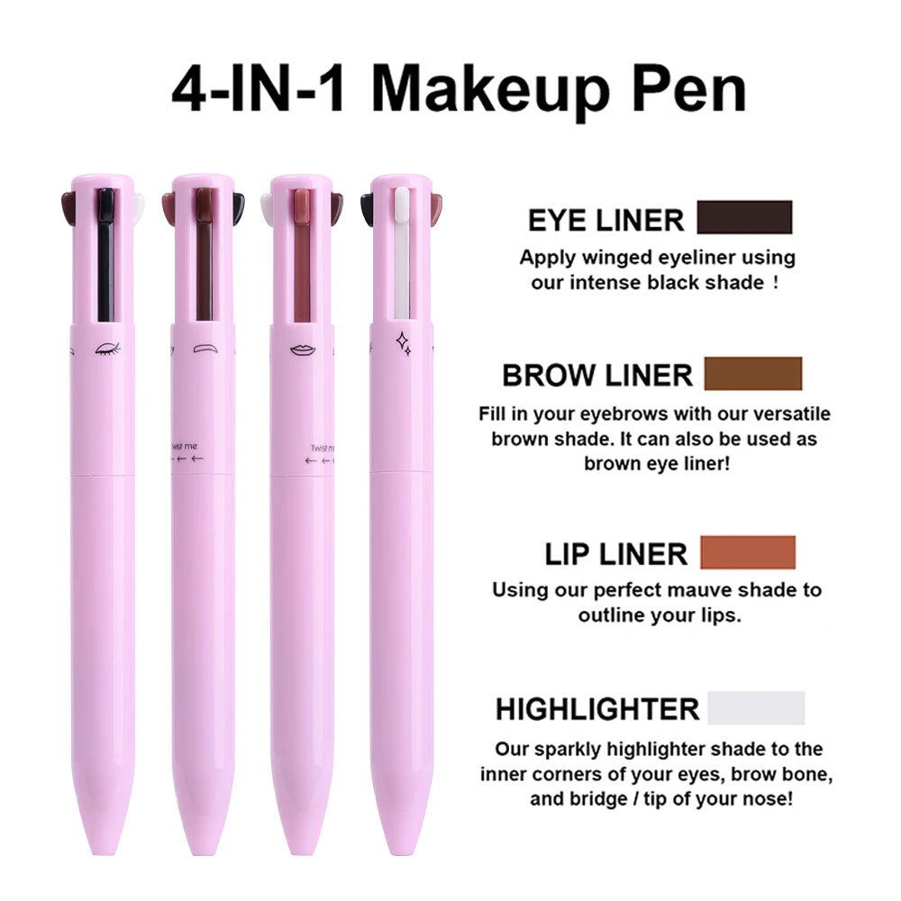 Eyeliner Eyebrow Pencil Contour Makeup Pen Long Lasting Waterproof 4 in 1