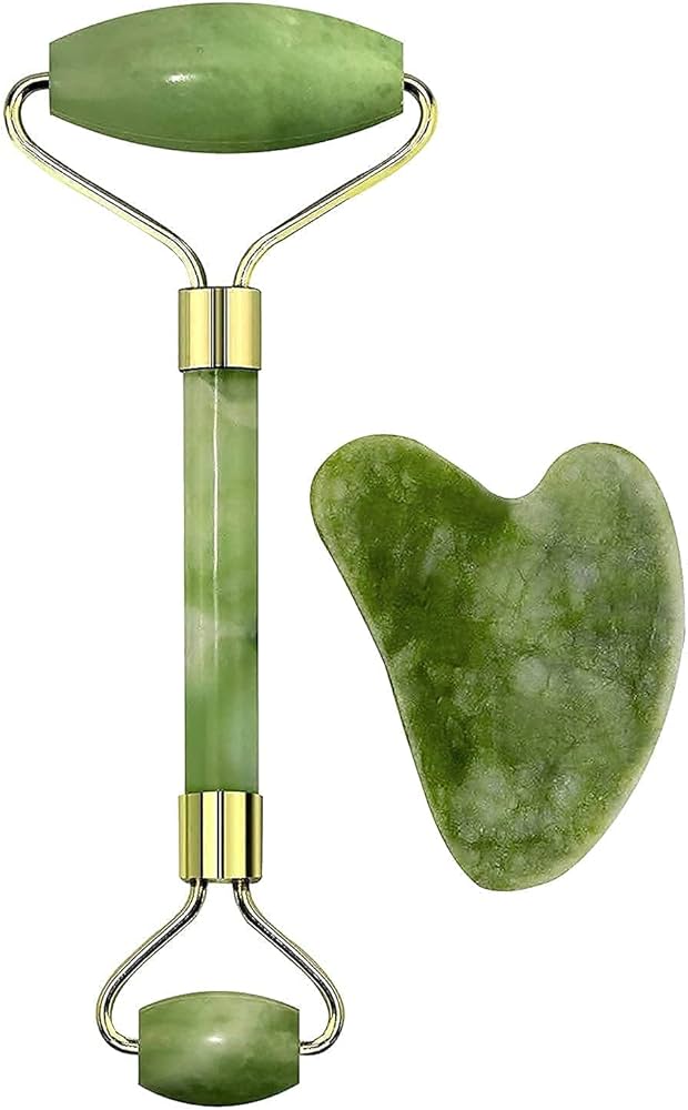 Original Jade Roller and Gua Sha Natural Stone Set Facial Beauty Tool Roller Stone for Anti Aging Massager for Face, Eyes and Neck Muscle Relaxing and Relieve Fine Lines and Wrinkles Face Lift Skin Care Beauty Tools.