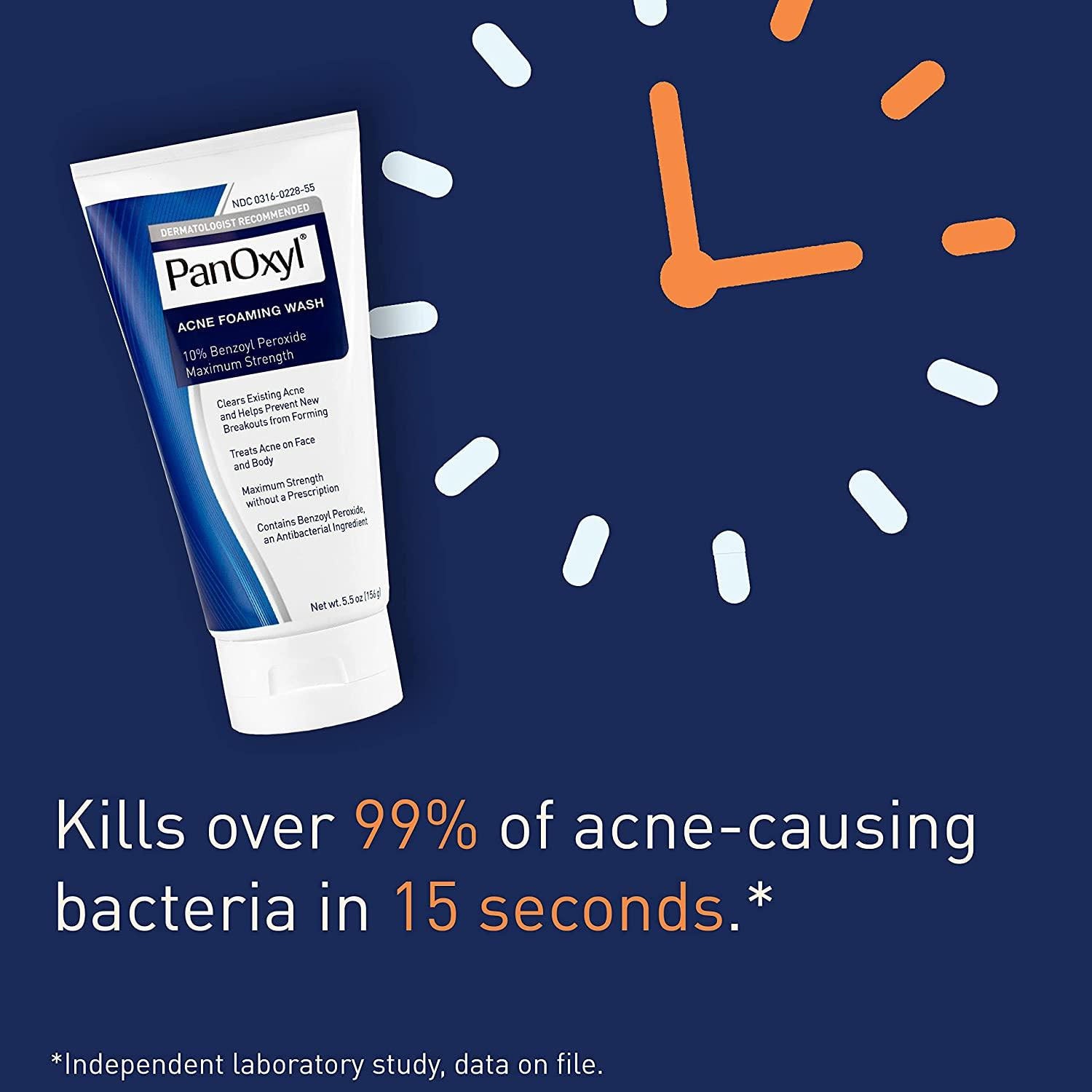 PanOxyl Acne Foaming Wash Benzoyl Peroxide 10% Net Wt 5.5 Oz (156)