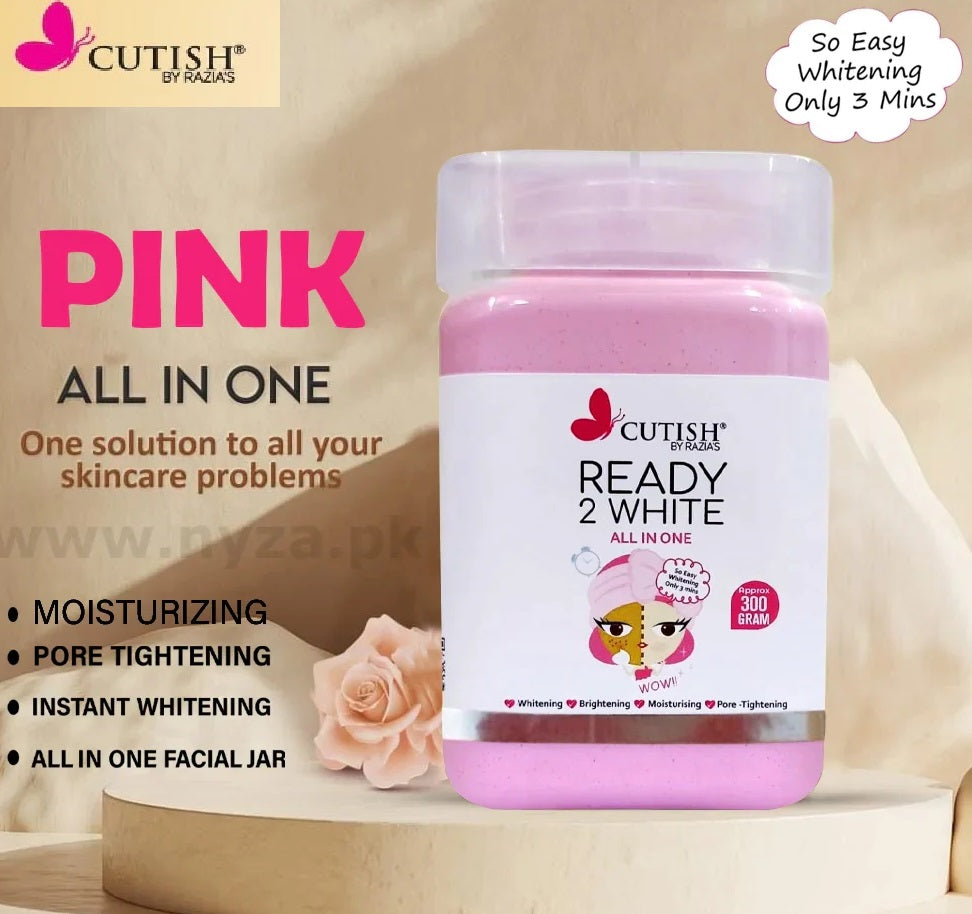 Cutish Ready to White All In One jar Facial Jar Cleanser Massager Scrub Mask Cream 300G